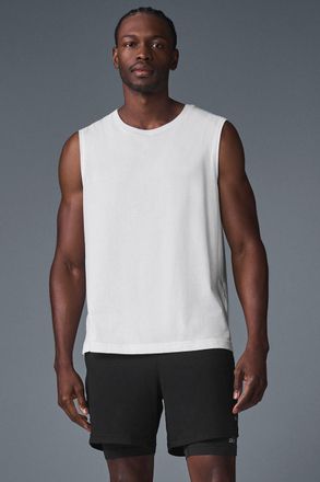 Alo | The Triumph Muscle Tank Top in White, Size: Medium