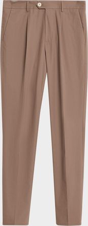 Brunello Cucinelli Mens Cotton Classic-Fit Pleated Pants