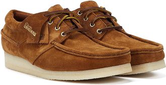 Clarks Wallabee Boat Suede Mens Cola Lace-Up Shoes - Brown - Size UK 8