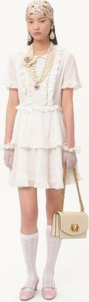 Valentino Abito Corto In Organza Ricamato Donna GARDENIA 38