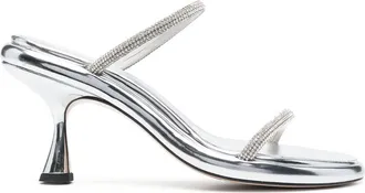Wandler 90mm crystal-embellished sandals - women - Lamb Skin/Calf Leather/glass/Calf Leather - 37.5 - Silver