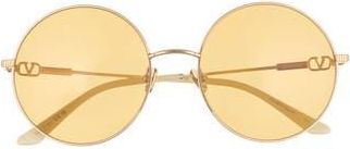 Valentino 50mm Round Sunglasses in Gold Gold Amber at Nordstrom Rack