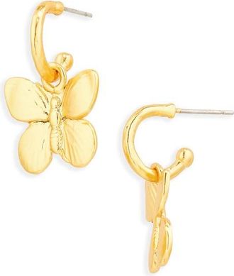 Karine Sultan Butterfly Charm Drop Earrings in Gold at Nordstrom