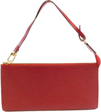 Louis Vuitton Red Color Leather Pochette Pouch (Pre-Owned)