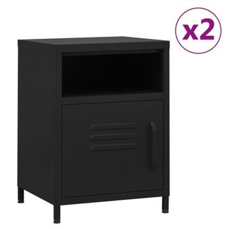 Berkfield Home Nightstands 2 pcs Black 35x35x51 cm Steel | Size: 35 x 35 x 51 cm