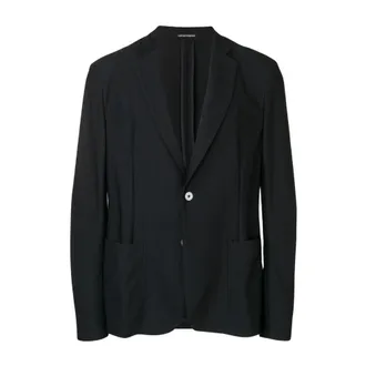 Emporio Armani Jassen, Heren, Blauw, M, Polyester, Polyester Blazer met 2 Knoppen