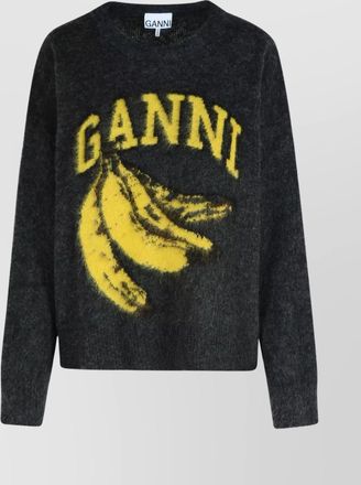 Ganni wool blend crew neck sweater