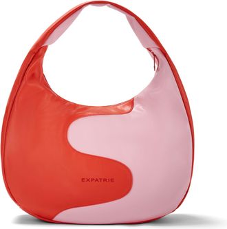 Expatrié Shoulder Bag Women Red Pink - Lina - Slouchy Hobo Bag with Zip - Two-coloured Handbag for Work, University, Everyday - Vegan Leather - Water-Repellent