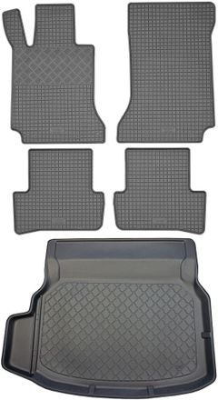 OEM Juego De Alfombrillas De Goma Para Coche Y Alfombrilla Para Maletero Para Mercedes Clase C W204 Sed&aacute;n (4 Puertas) De Abril De 2007 A Febrero De 2014