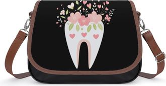 Generic Dentist Dental Hygienist Tooth Flower Small Womens Crossbody Bags Shoulder Handbag with Adjustable Strap for Travel