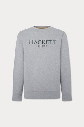 Hackett Mens Heritage Logo Crew Sweat Grey Marl Cotton - Size Small
