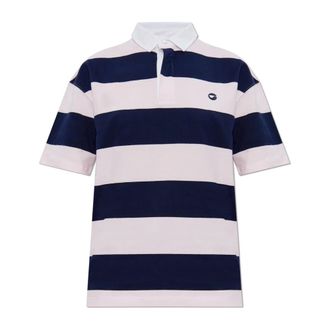 Coperni Tops, Dames, Blauw, M, Katoen, Gestreept katoenen poloshirt