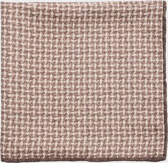 Brunello Cucinelli Mens Houndstooth Effect Silk Pocket Square