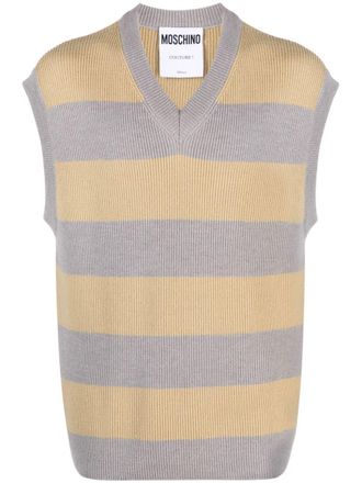ベスト・ジレ Moschino SS25 VIRGIN WOOL VEST (10030418 0555) Moschino Cheap and Chic Men's Leopard Print Fun Fur Vest