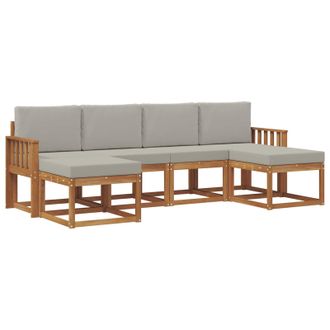 vidaXL Conjunto De Sof&aacute;s De Exterior 6 Pcs Gris Natural Y Claro Vidaxl