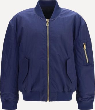 Balmain Bomber in nylon con logo ricamato sulla schiena Man 50