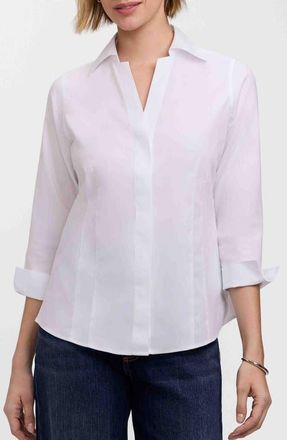 Foxcroft Taylor Fitted Non-Iron Shirt in White at Nordstrom, Size 10