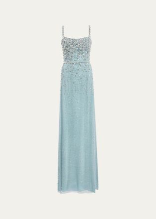 Jenny Packham Solstice Degrade Embellished Sleeveless Column Gown