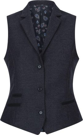 TruClothing Dames zwart visgraat tweed gilet wolmix vest