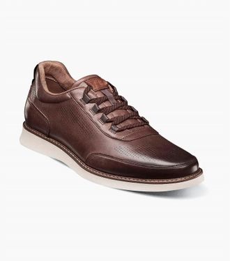 Florsheim Mens Launch Elastic Lace Sneakers In Brown Leather
