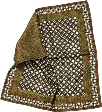 Edward Armah Dots Print Pocket Square Hand Roll In Olive
