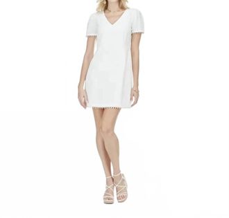 Jade Yoga Pearl Trim Dress In White