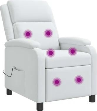 vidaXL Silla De Masajes Reclinable Blanco Tela Vidaxl