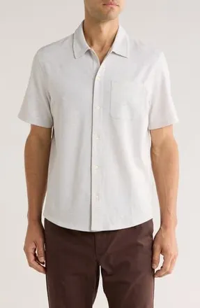 14th & Union Stripe Short Sleeve Seersucker Button-Up Shirt in Grey Light Heather at Nordstrom Rack, Size Xx-Large