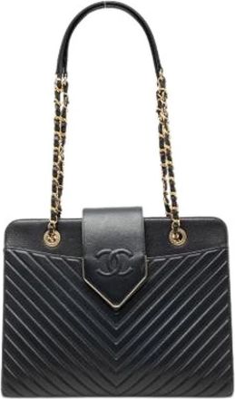Chanel Pre-owned Vintage Quilted Tote - Dames - Vintage Schoudertas - Blauw - ONE Size - Leer - Vintage