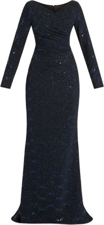 Talbot Runhof Abito lungo con paillettes - Blu