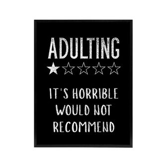 Artery8 Adulting One Star Would Not Recommend Funny Black Framed Canvas Art | Size: W24 x H32