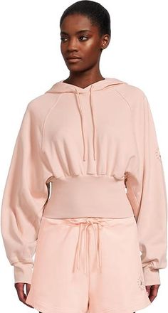 adidas by Stella McCartney Cropped Hoodie JJ4161 Womens Sweatshirt Vapour Pink : SM, Cotton/Terry