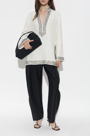 Tory Burch Tunic With Shimmering Crystals, Womens, White