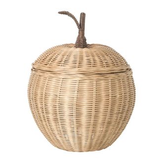Ferm Living Geflochtener Apfel-Aufbewahrungskorb, Ø 36,5 x H 52 cm, Rattan