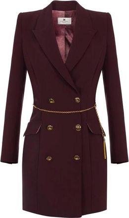 Elisabetta Franchi Jurk van lichte cr&ecirc;pe stof met juwelenketting - Dames - Korte kleedjes - Bruin - L - Leer - Kleedjes