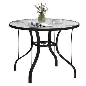 OUTSUNNY Outdoor Dining Table with Parasol Hole - Round - 96.5 x 96.5 x 71 cm | TJ Hughes