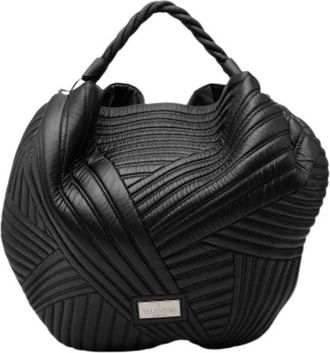 Valentino Pre-owned Handbags, female, Black, Size: ONE SIZE Pre-owned Quilted Hobo Bag