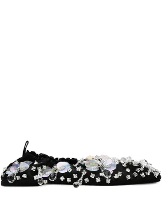 Anouki crystal-embellished satin ballet flats - women - Calf Leather/Neolyte/Fabric - 38 - Black