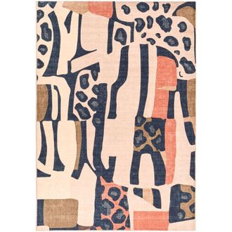 Beliani Area Rug Multicolour Fabric 140 x 200 cm Modern Abstract Pattern Living Room Bedroom For Underfloor Heating Anti-Slip Bottom INHISAR