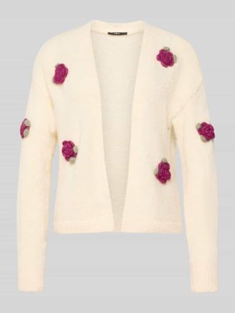Zero Cradigan mit floralen Applikationen und offener Front in Offwhite, Gr&ouml;&szlig;e L
