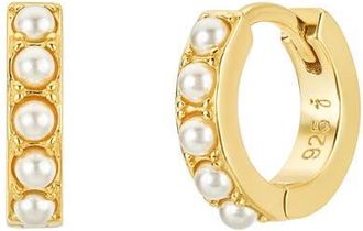 Untamed Petals Pixie Huggie Hoops in Pearl at Nordstrom