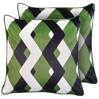 Beliani Beliani - Conjunto De 2 Cojines De Exterior Accesorios De Jard&iacute;n Patr&oacute;n Geom&eacute;trico 45x45 Cm Multicolor Sway