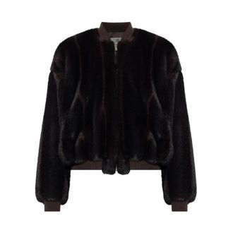 Maison Margiela Jas met geribbelde boorden van imitatiebont - Dames - Jassen - Zwart - Maat: S Katoen