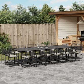 vidaXL Set De Muebles Jard&iacute;n 17 Pzas Con Cojines Rat&aacute;n Sint&eacute;tico Negro Vidaxl