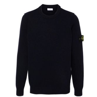 Stone Island Wool Blend Crew Neck Jumper - male - Stone Island - Round-neck Knitwear - Blue - 2XL - Knitwear