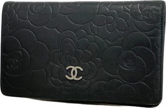Chanel Black Leather Long Wallet (Bi-Fold) (Pre-Owned)