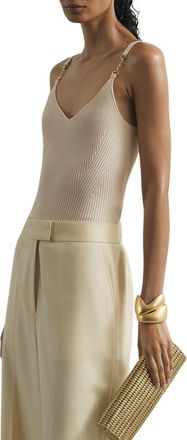 Reiss Cara Rib Silk Blend Camisole in Off White at Nordstrom, Size X-Small