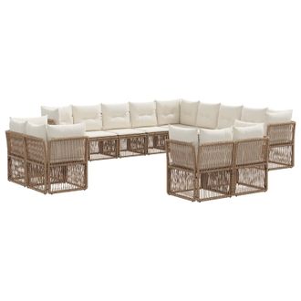 vidaXL Conjunto De Sof&aacute;s De Jard&iacute;n 13 Pcs Beige Rat&aacute;n Sint&eacute;tico Vidaxl