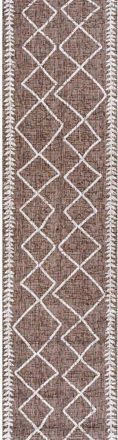 Jonathan Y Designs Derya Diamond Trellis Indoor/Outdoor Area Rug in Brown/beige at Nordstrom, Size 2Ft 0In X 8Ft 0In