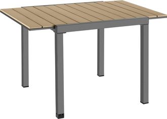 TecTake Mesa de jard&iacute;n extensible efecto madera, 80 - 120 x 80 x 74 cm marr&oacute;n